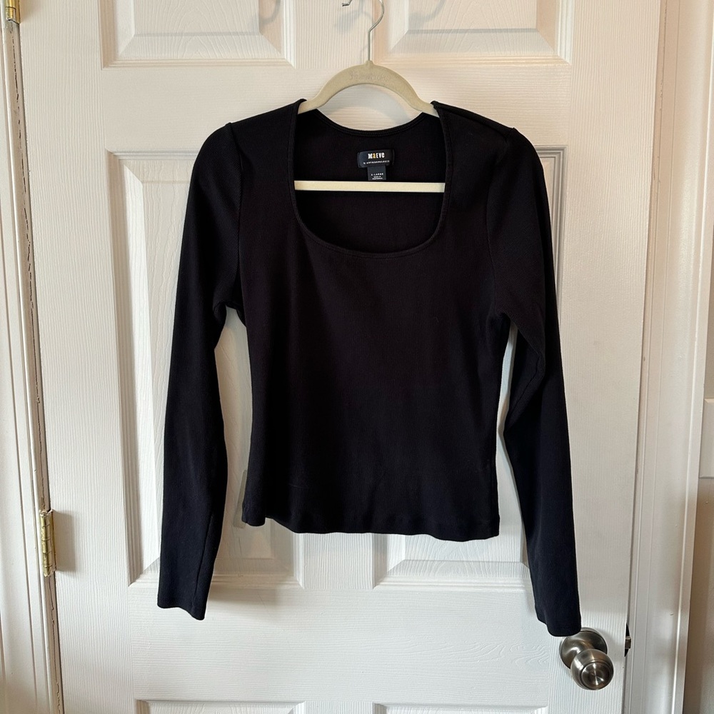 Maeve Anthropologie square neck long sleeve top XL